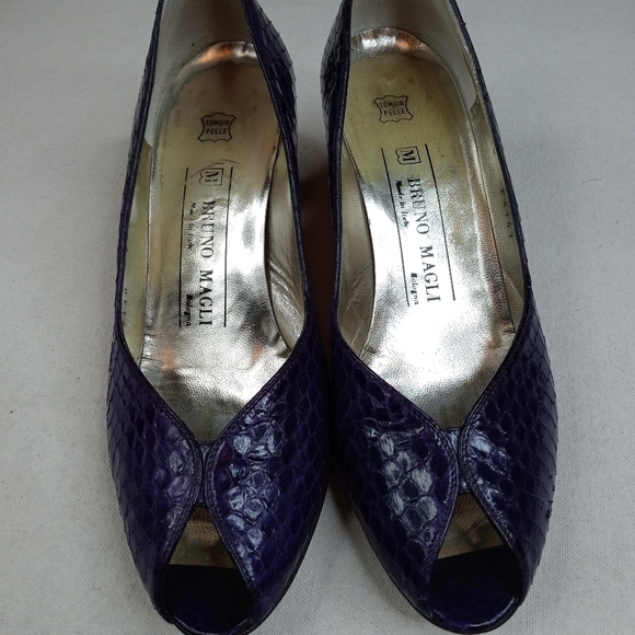 Bruno Magli Women Shoe Pumps 2.5" Heel Purple Snak - Picture 3 of 11
